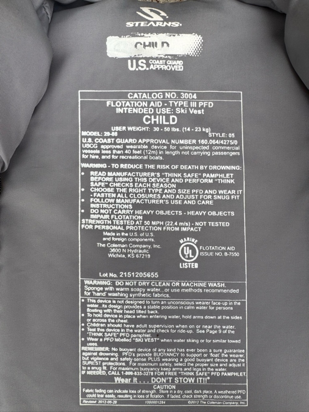 Child Size Life Jacket - Picture 3 of 4